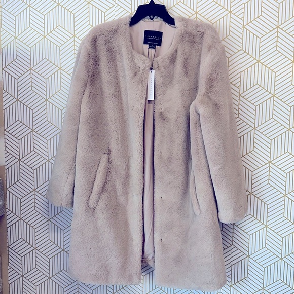 Sanctuary Jackets & Blazers - Sanctuary Pink Faux Fur Snap Front long Jacket Size M: NWT: beautiful lining!